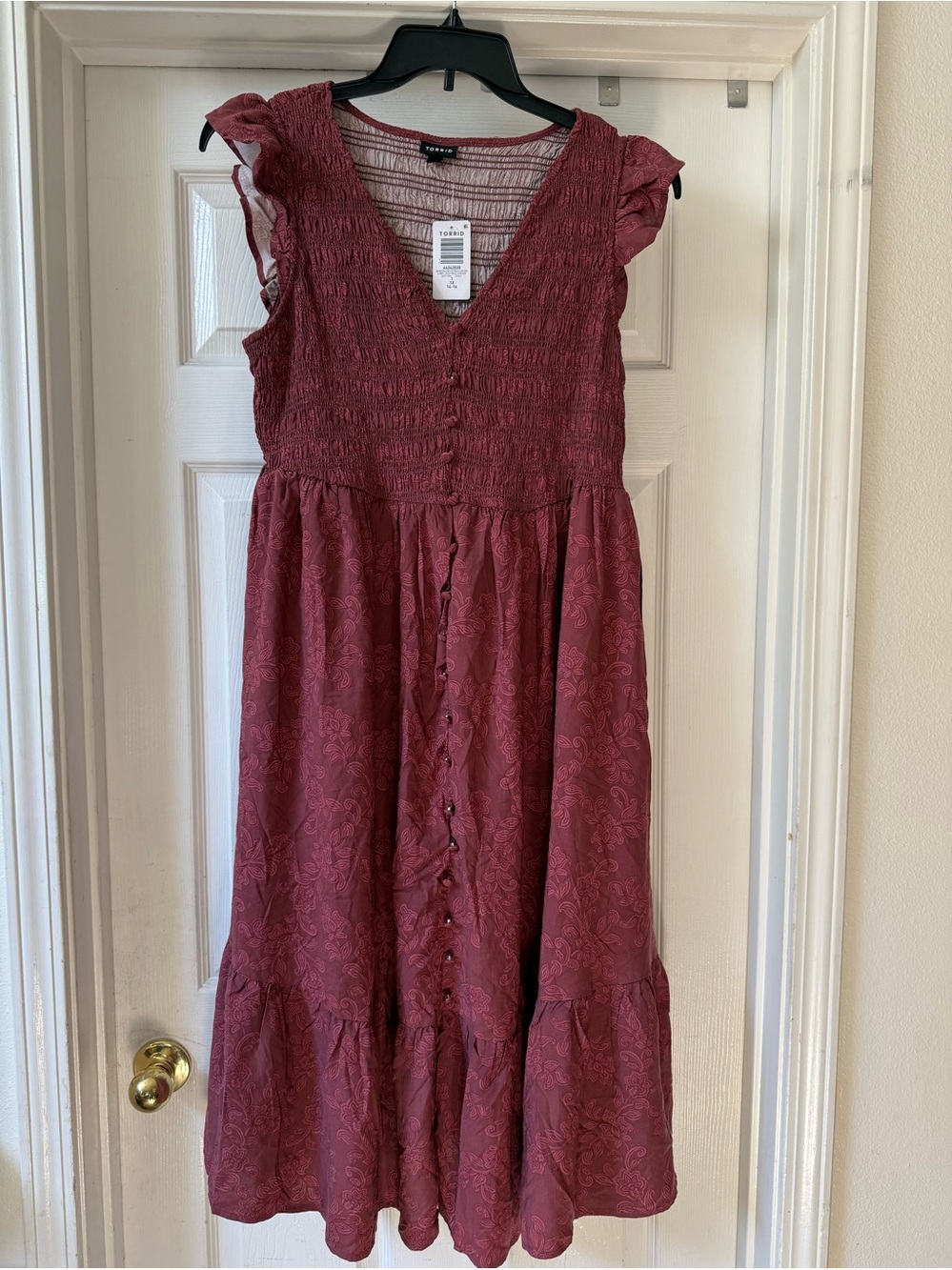 Torrid Midi Ruffle-Sleeve Tiered Dress sz 14-16